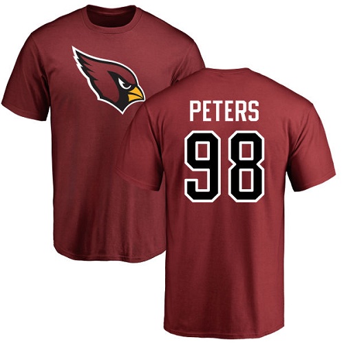 Arizona Cardinals Men Maroon Corey Peters Name And Number Logo NFL Football #98 T Shirt->nfl t-shirts->Sports Accessory